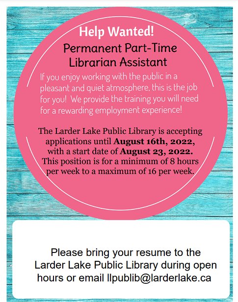 Librarian Assistant position available